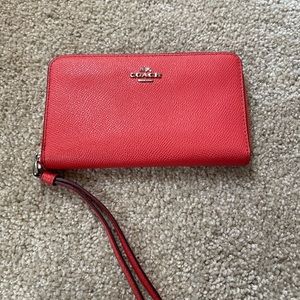 Coach wristlet coral NWOT leather orange